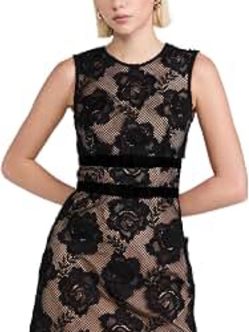 Sleeveless Black Floral Lace Dress